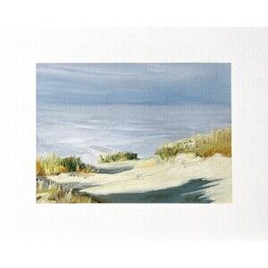 8x10 Original Oil Landscape Painting Seascape Peaceful Beach Dunes Ocean Signed